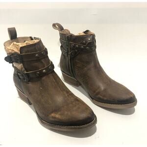 Corral Womens Tobacco Harness & Studs Ankle Leather Boots Size 8